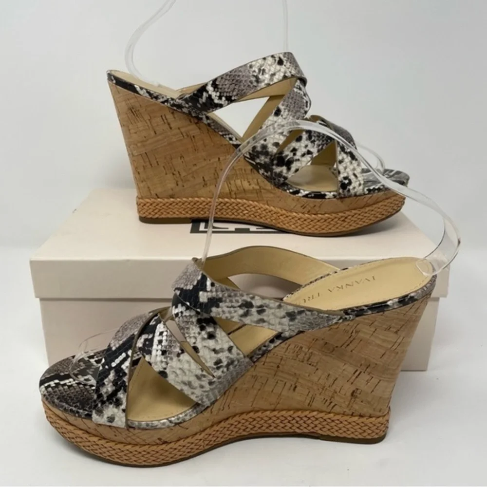 Ivanka Trump | Faux Snake Skin Open Toe Wedge Womens Size